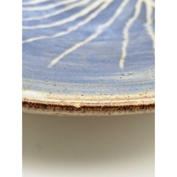 Marguerite Rost Studio Ceramic Bowl California MCM Sgrafitto Blue Starburst Sun - Picture 6 of 6